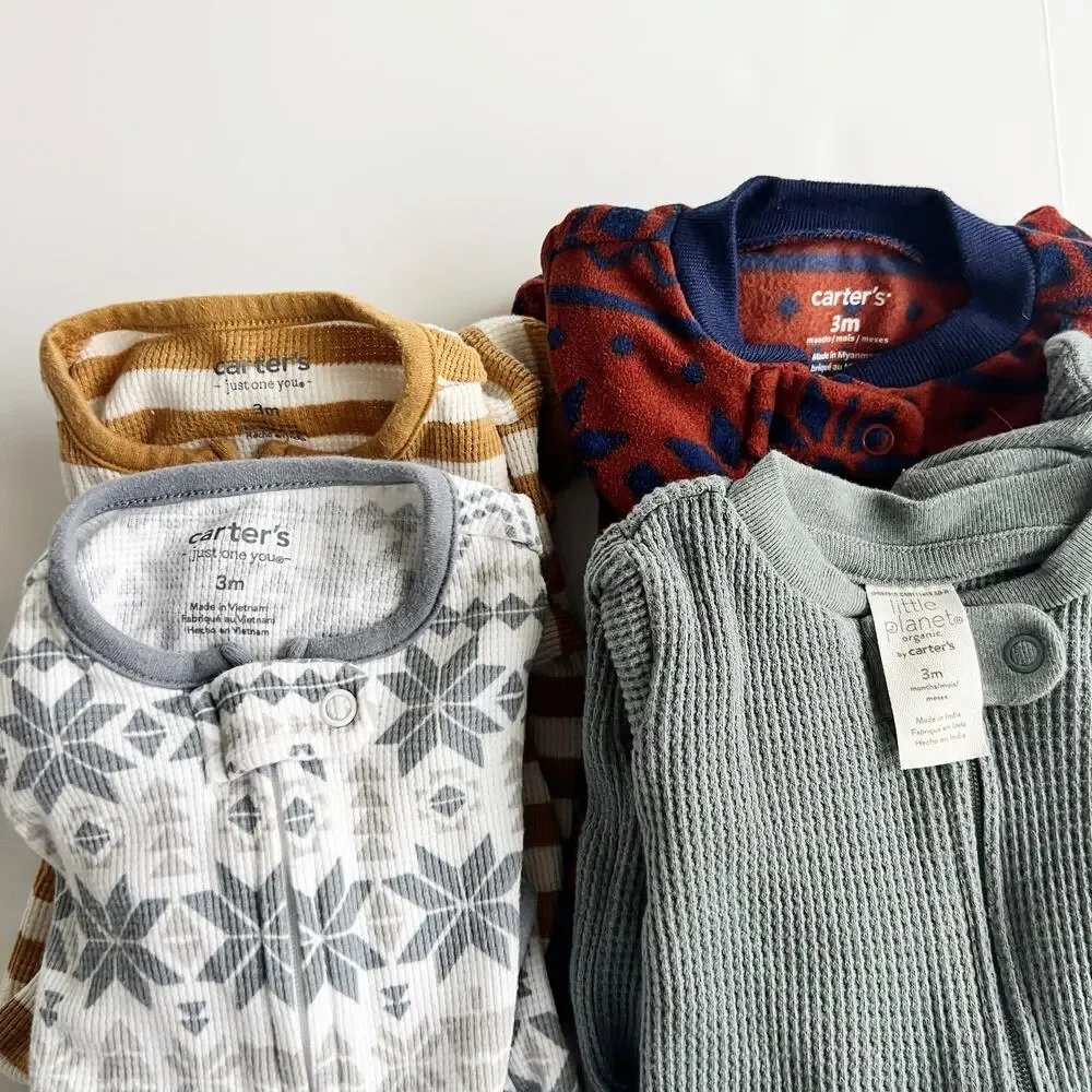 [Carter's] Bundle Two Way Zip Up Footie Sleep N' Play Pajamas Baby Size 3 Months